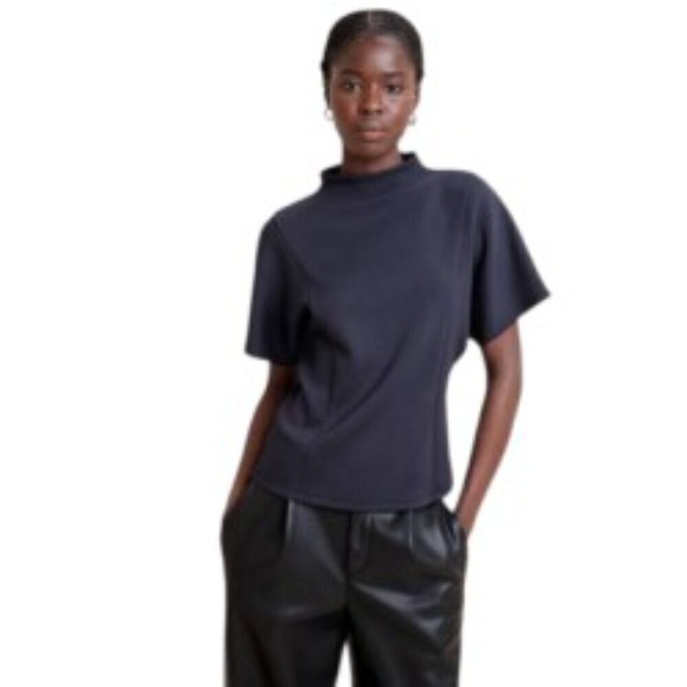 Banana Republic Navy Soft Touch Scuba Mock Neck Top Small